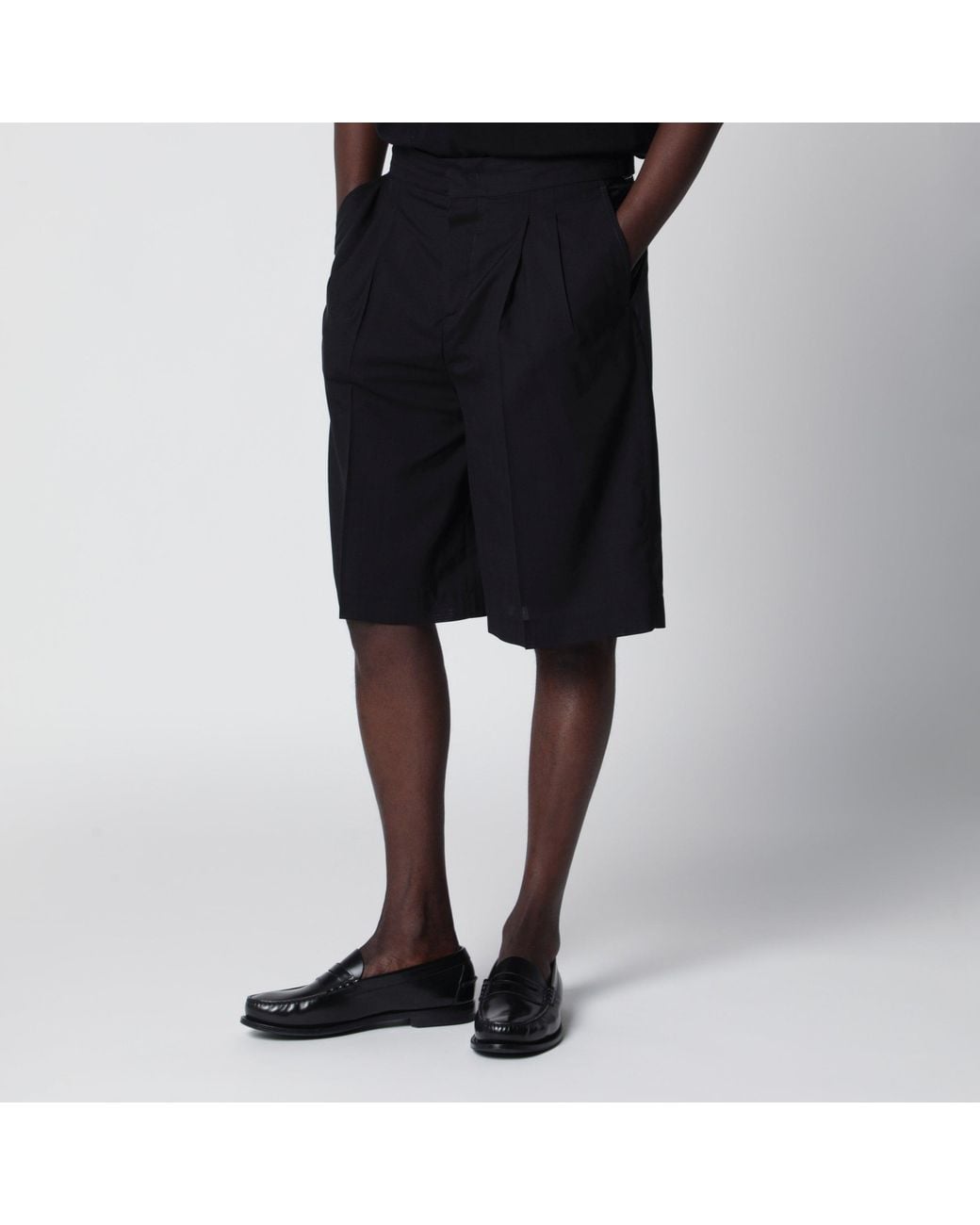 PT Torino Black Cotton Bermuda Shorts for men