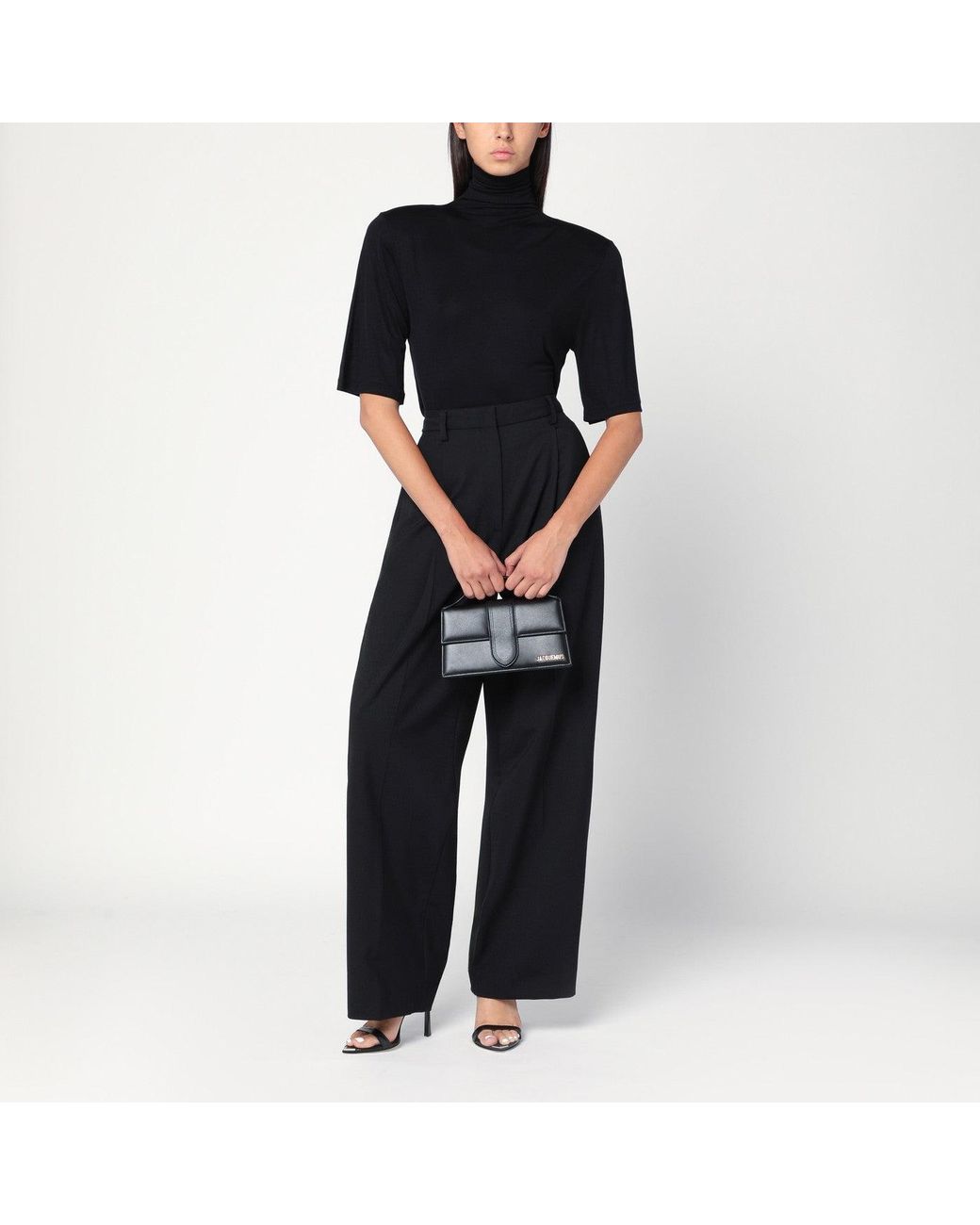 Thelatest Black Wide-Leg Wool Blend Trousers