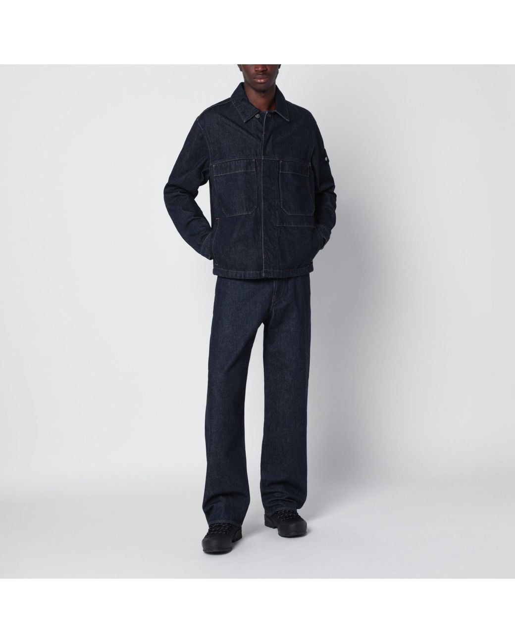 Stone Island Blue Dark Denim Shirt Jacket for men
