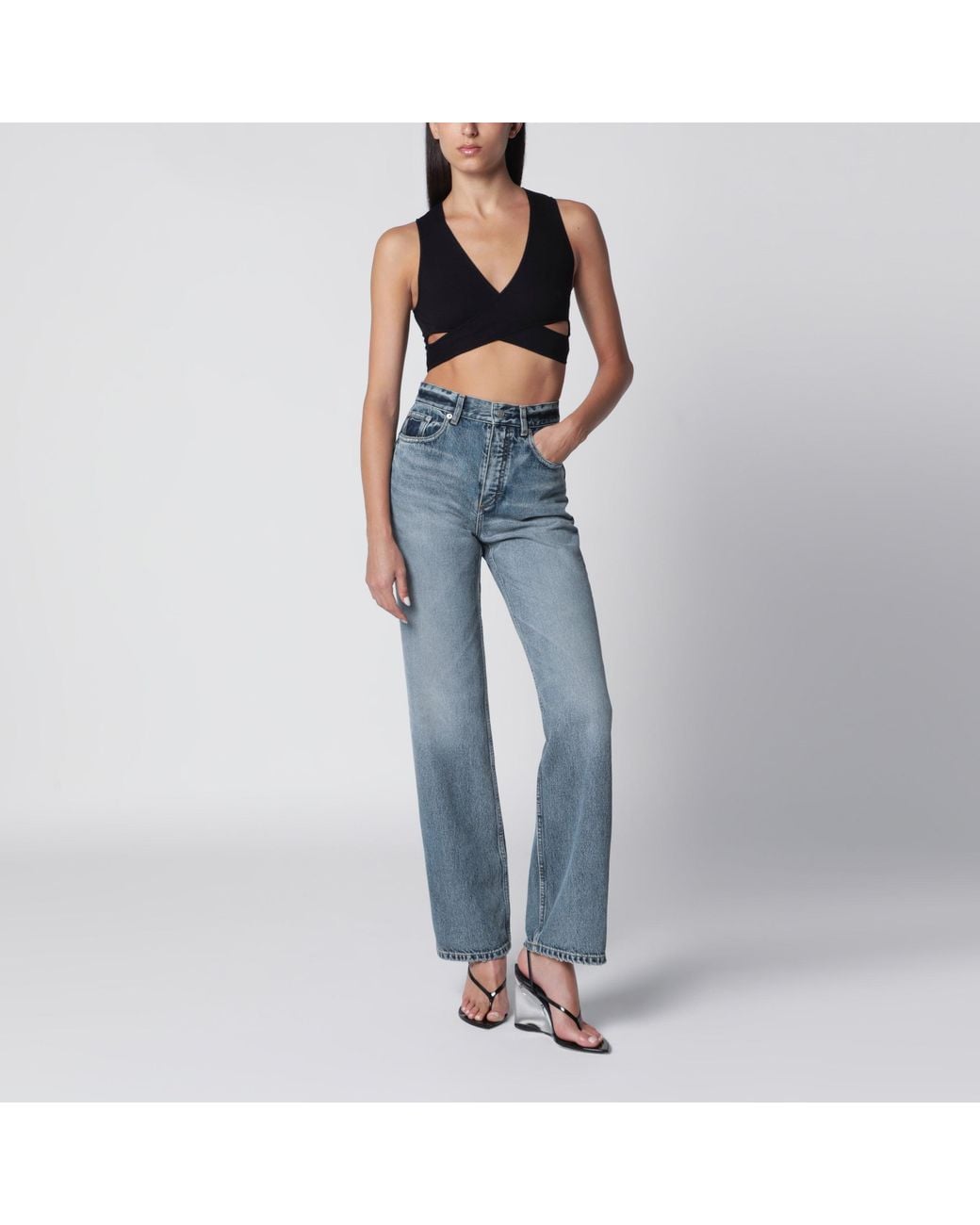 Alaïa Blue Straight-Leg Denim Jeans