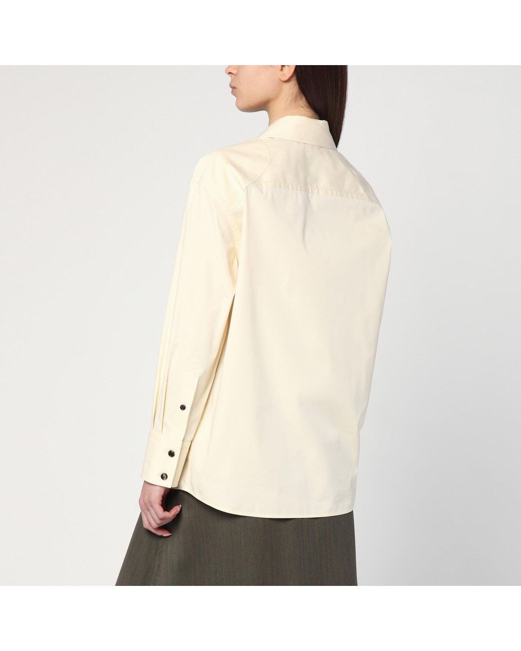 Bottega Veneta Natural Cream Shirt In Cotton And Silk