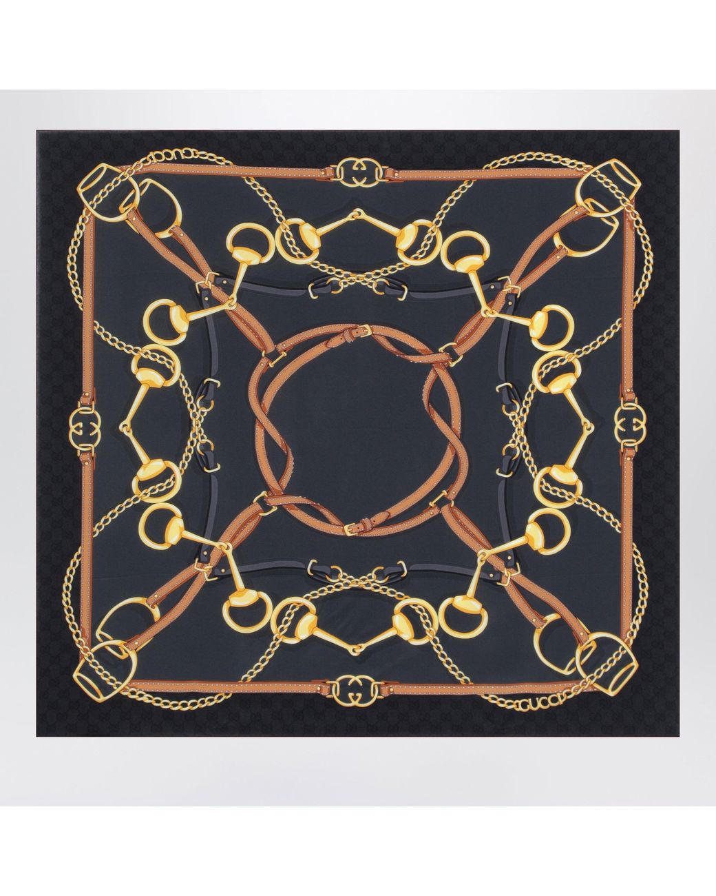 Gucci Black Printed Silk Crãªpe Carre