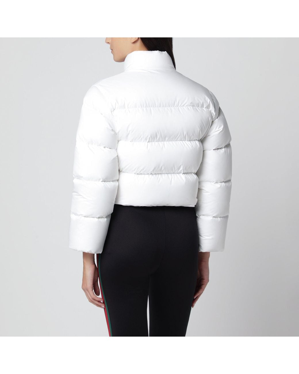 Gucci White Cropped Padded Zip-Up Down Jacket