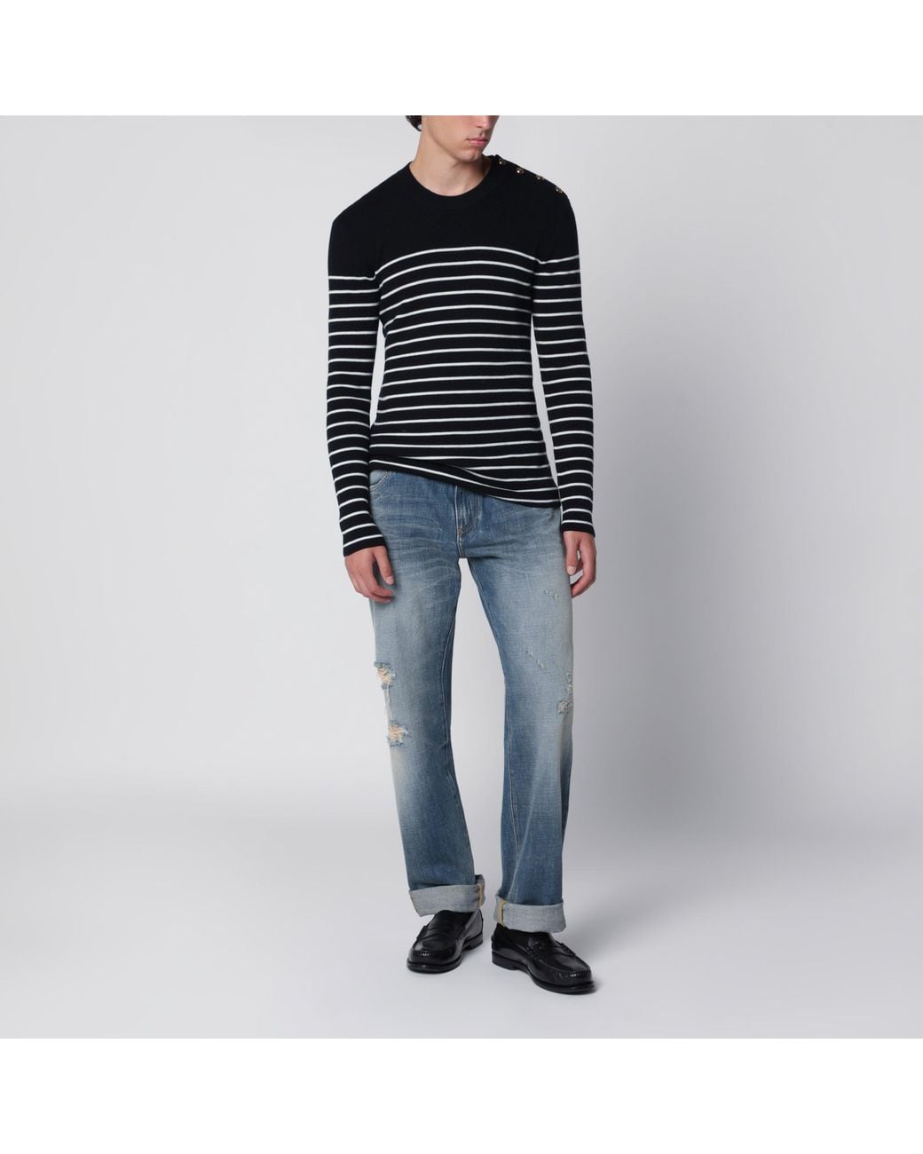 Dolce & Gabbana Blue Washed-Effect Jeans With Logo Plaque for men