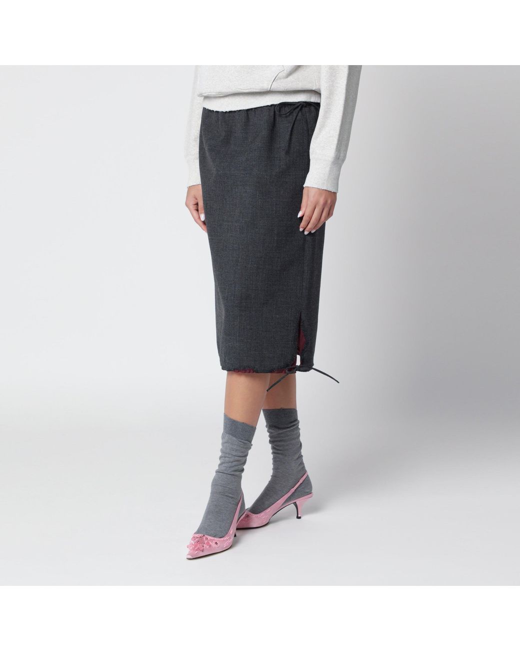 Prada Black Slate/Garnet Midi Skirt