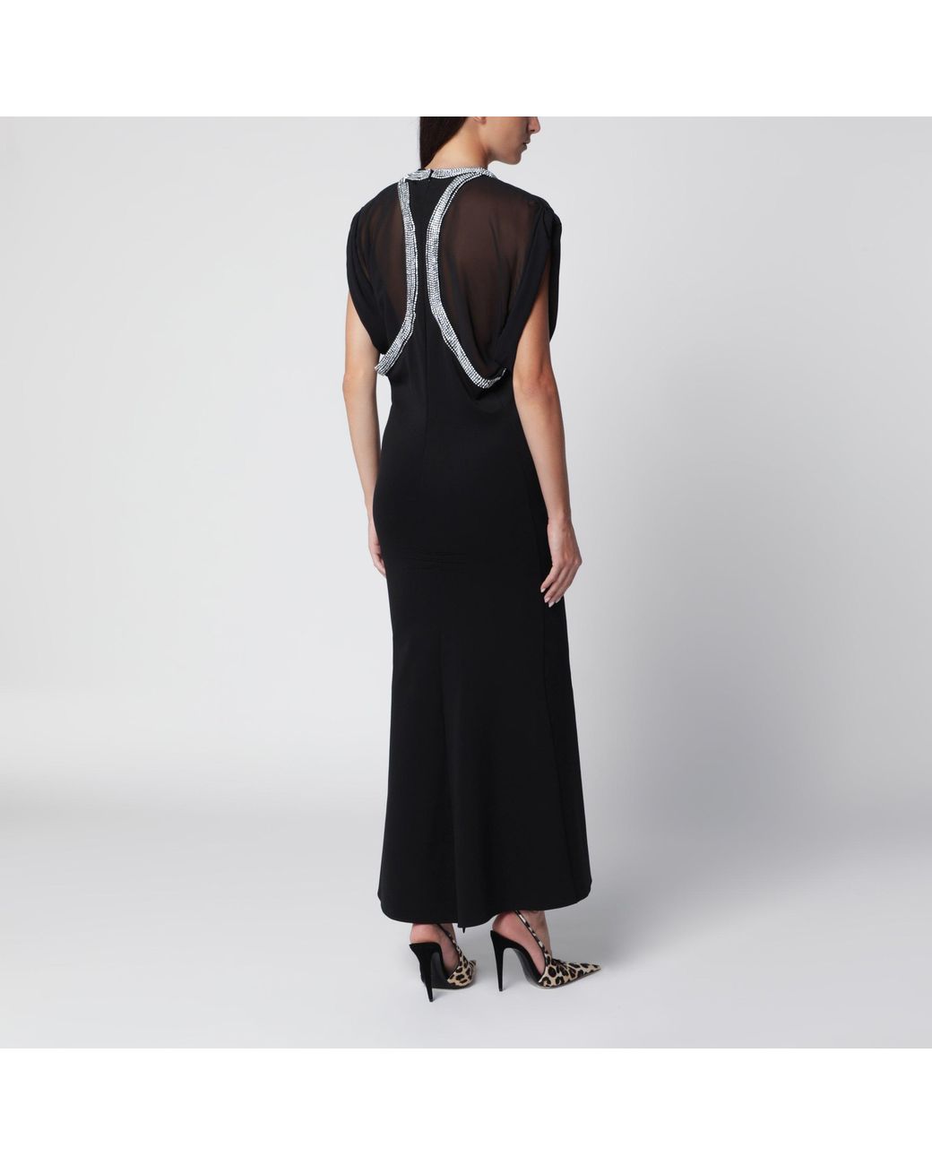 The Attico Black Viscose-Blend Dress With Rhinestones
