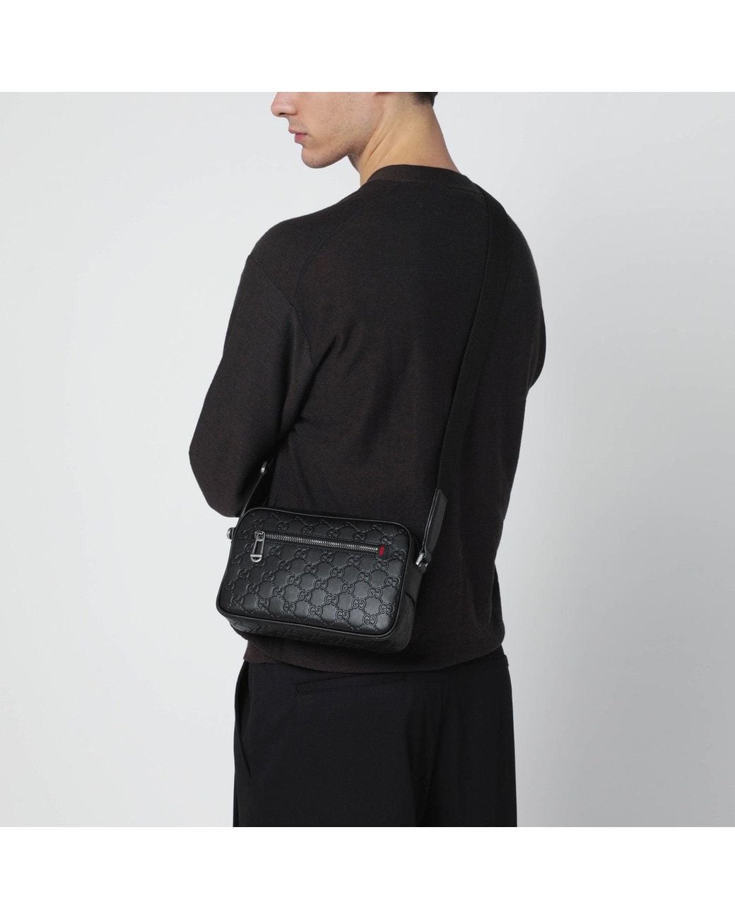 Gucci Black Small Gg Emblem Shoulder Bag for men