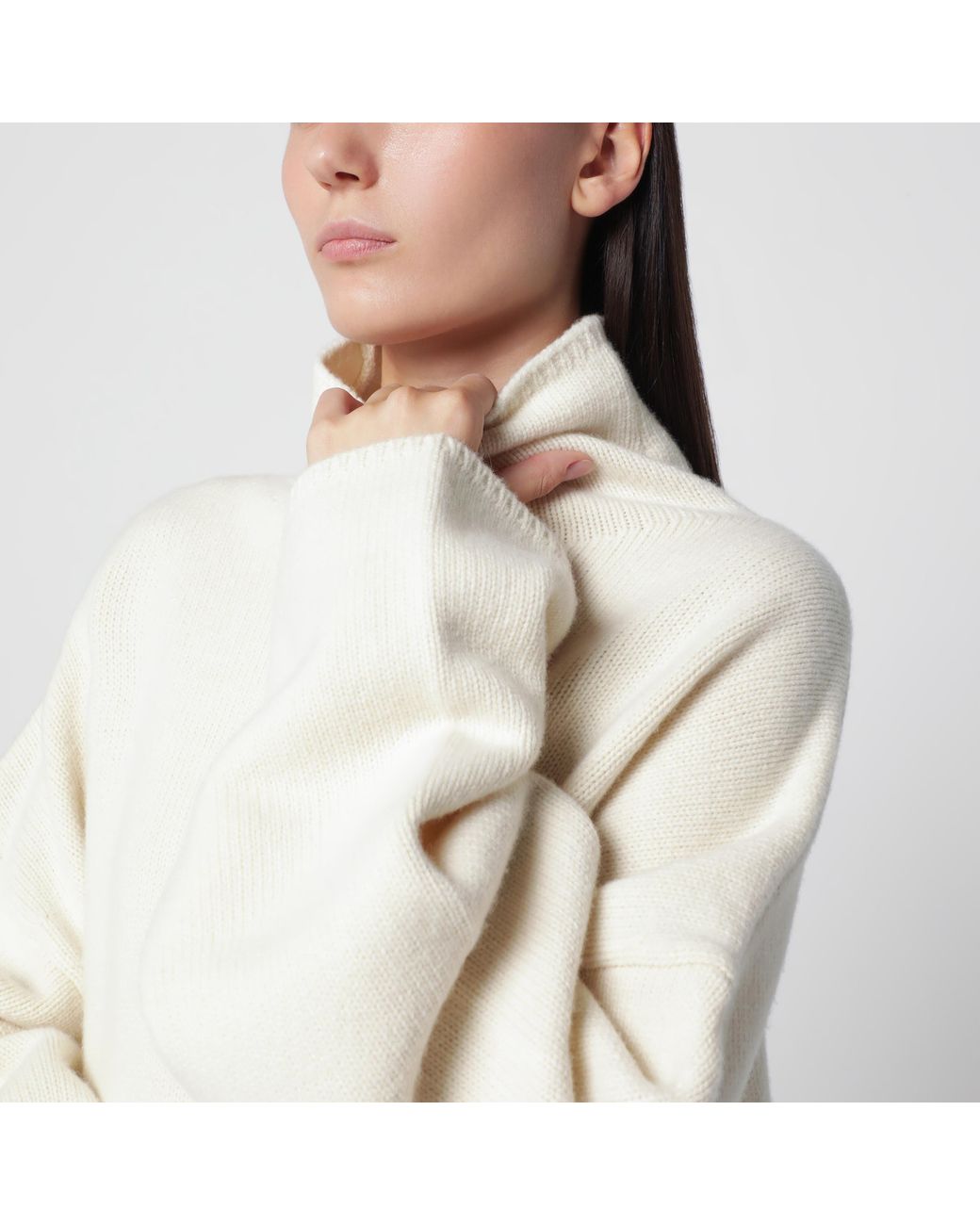 Almada Label White Amie Cream Merino Wool And Cashmere Sweater