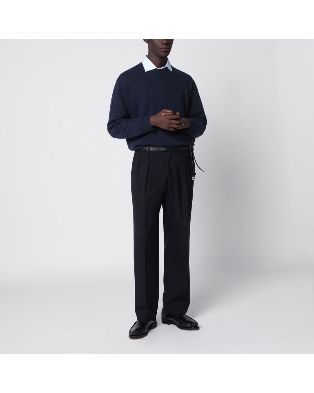 Prada Blue Ink Crew Neck Sweater for men