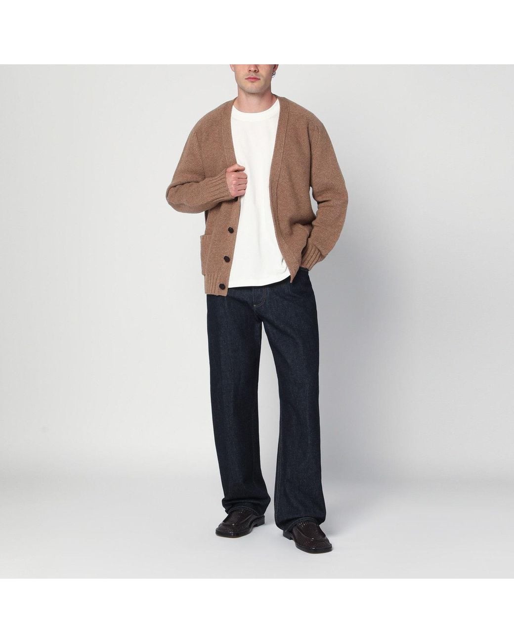 Bottega Veneta Natural Camel Wool Cardigan for men