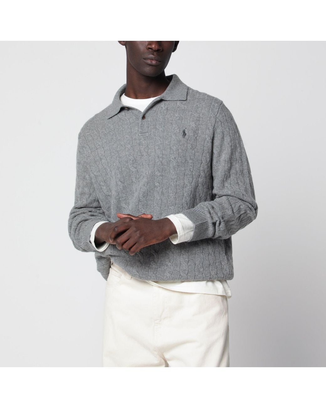 Polo Ralph Lauren Gray Cable Knit Sweater for men