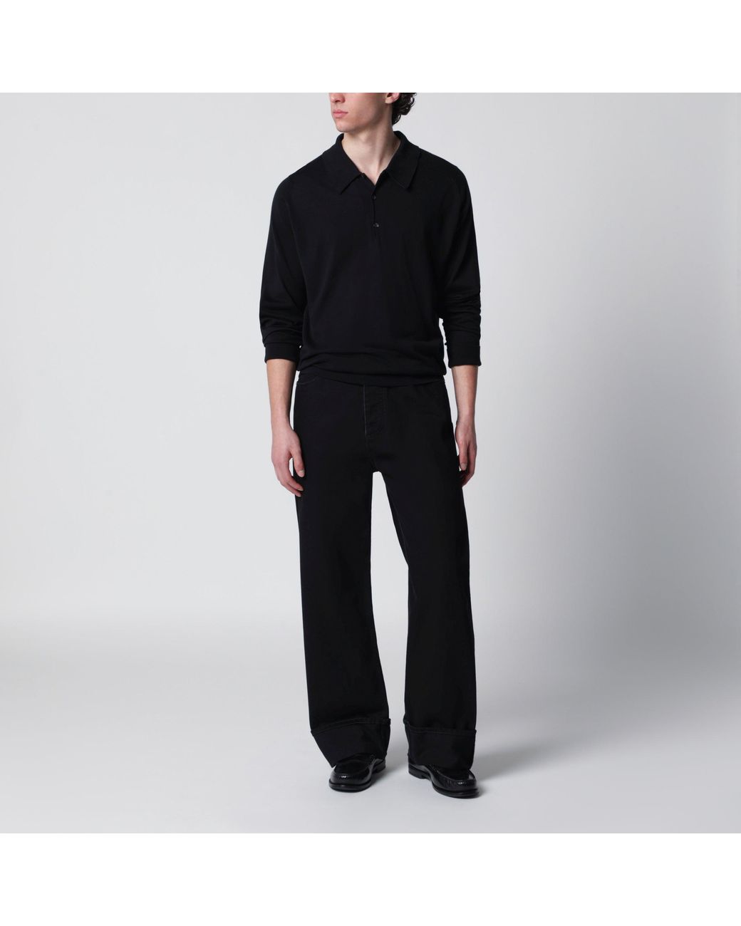 John Smedley Black Finchley Polo for men