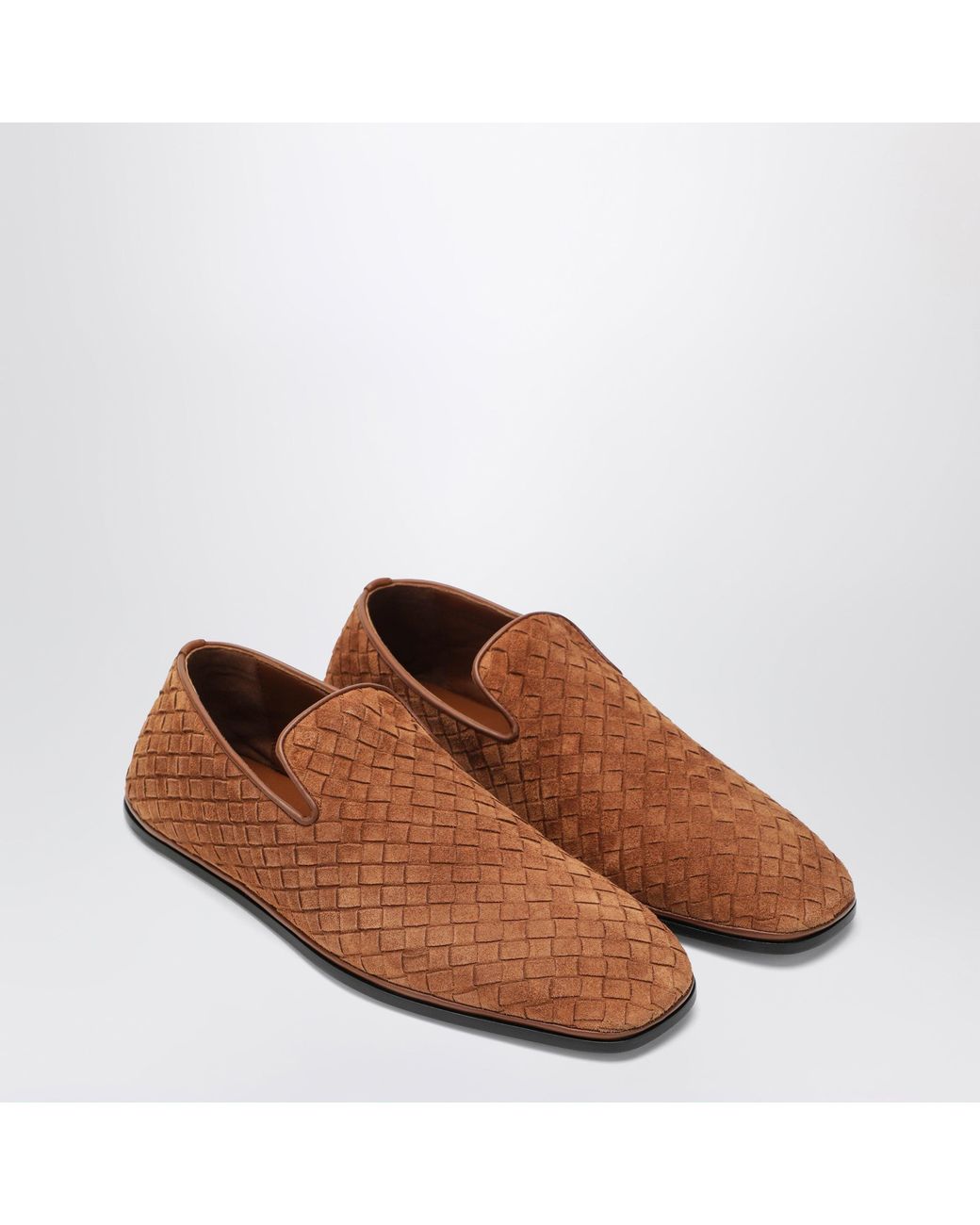 Bottega Veneta Brown Light Intrecciato Suede Palazzo Slippers