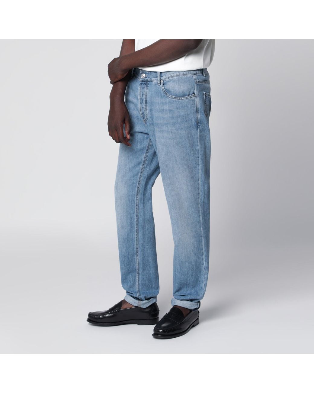 Brunello Cucinelli Blue Traditional-Fit Five-Pocket Jeans for men