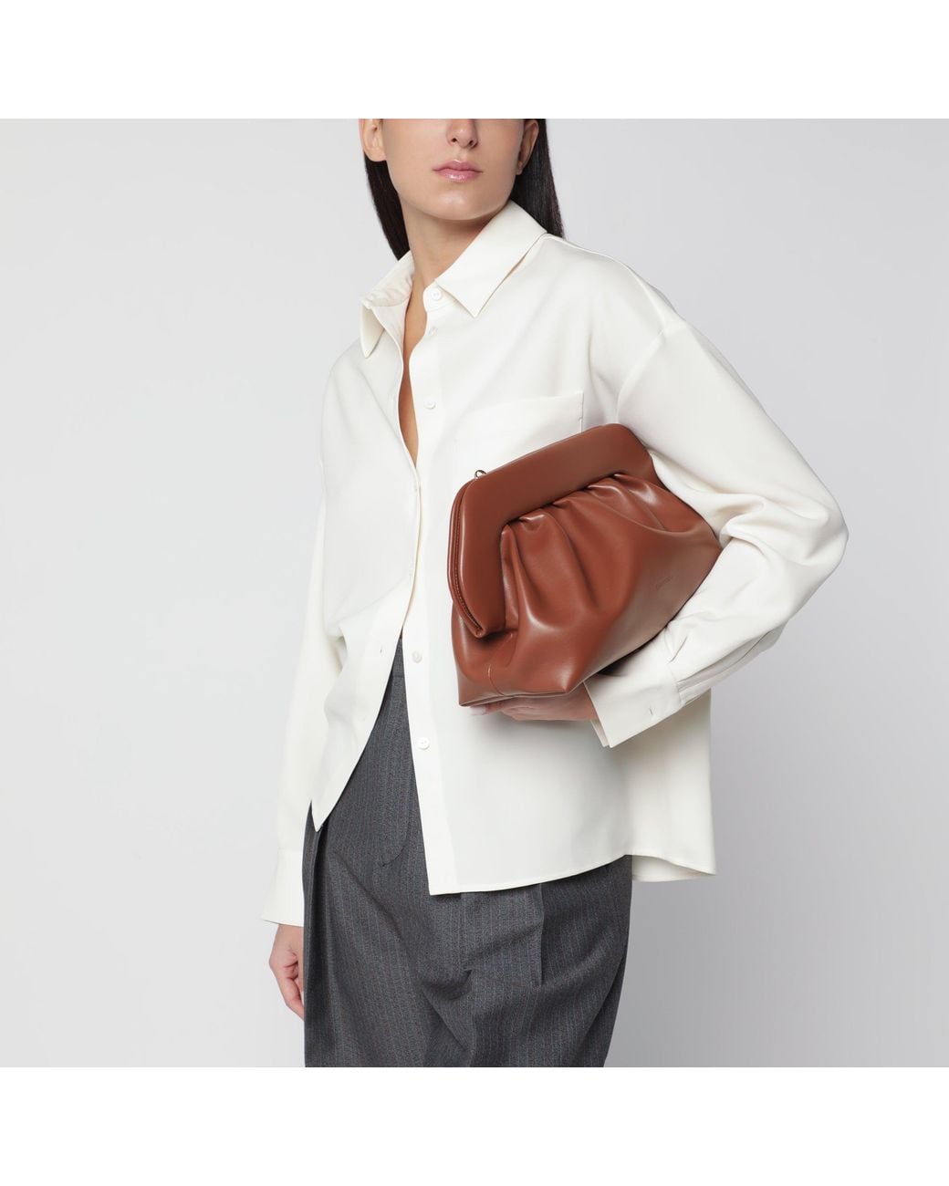 THEMOIRÈ Brown Bios Mini Faux Leather Pouch With Magnetic Closure