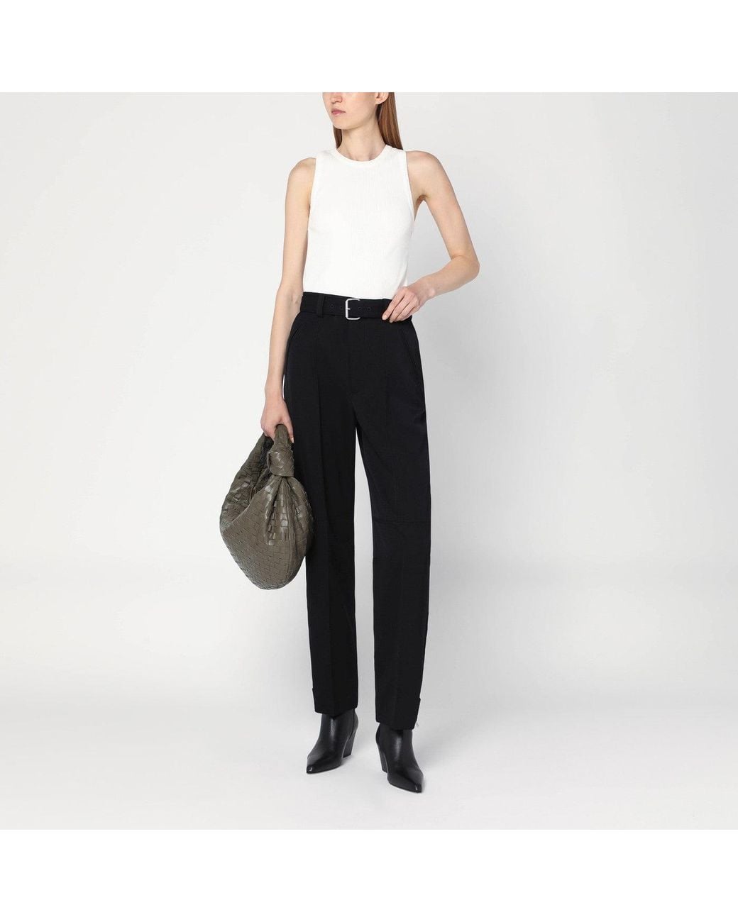 Bottega Veneta White Ivory Ribbed Tank Top