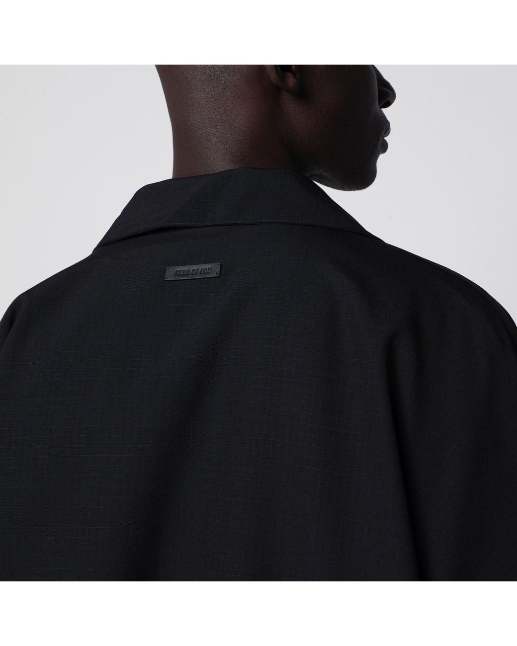 Fear Of God Black Ripstop Wool Jacket With Half Zip for men