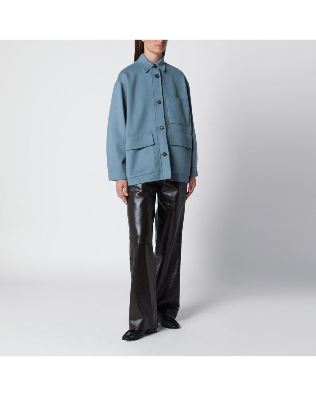 Weekend by Maxmara Blue Wool Shirt Jacket
