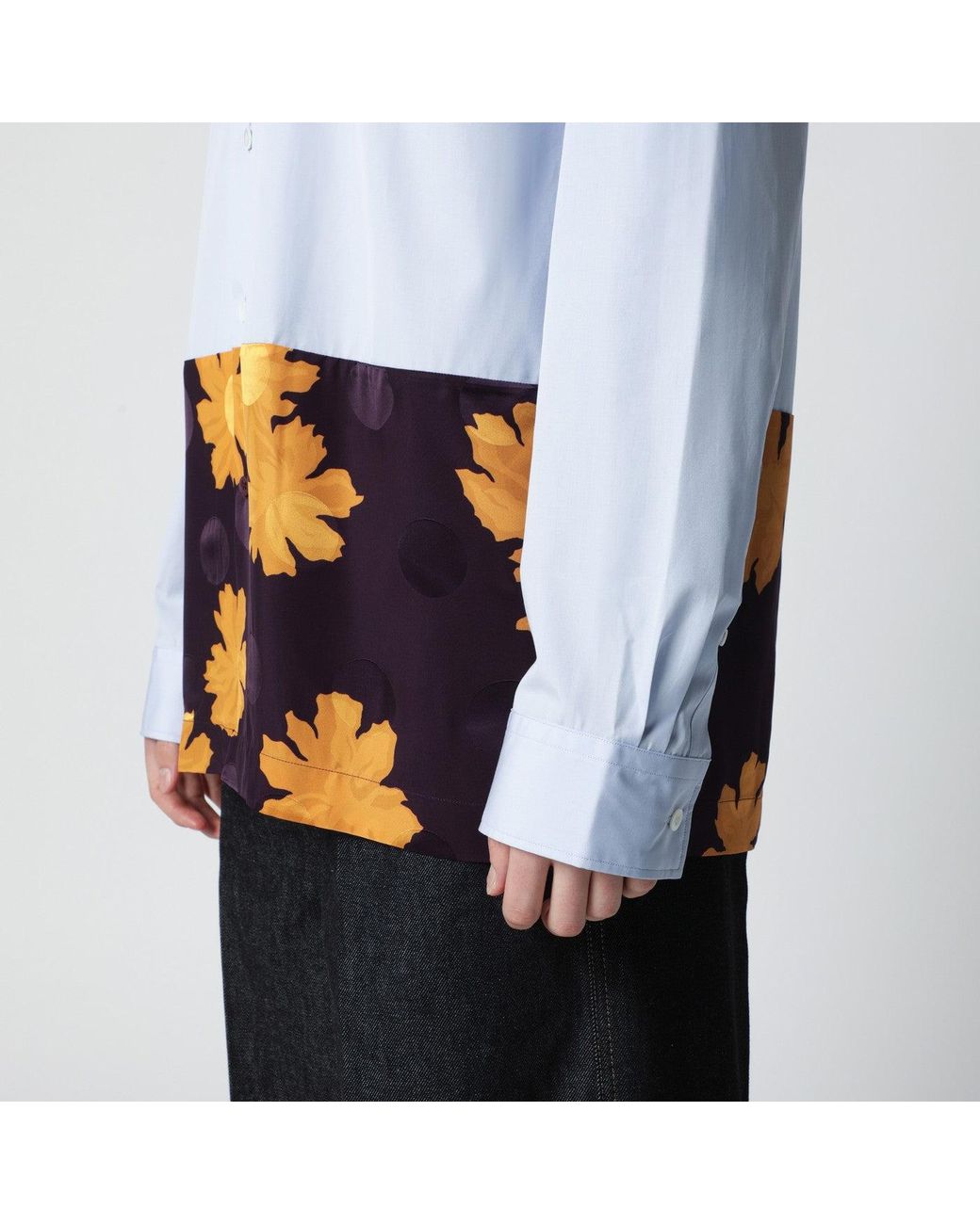 Dries Van Noten Blue Shirt With Floral Insert for men
