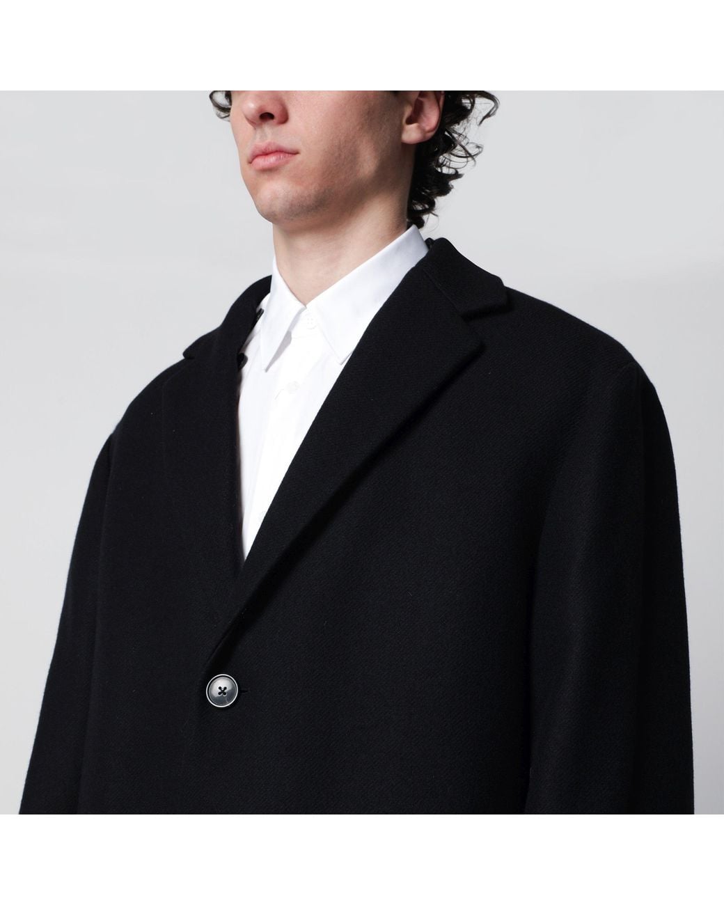 Dries Van Noten Black Coat With Removable Neckline for men