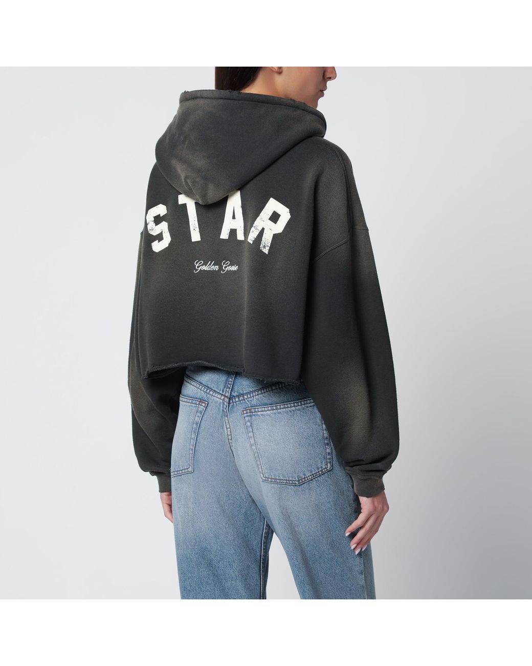 Golden Goose Deluxe Brand Black Charcoal Cotton Hooded Sweatshirt