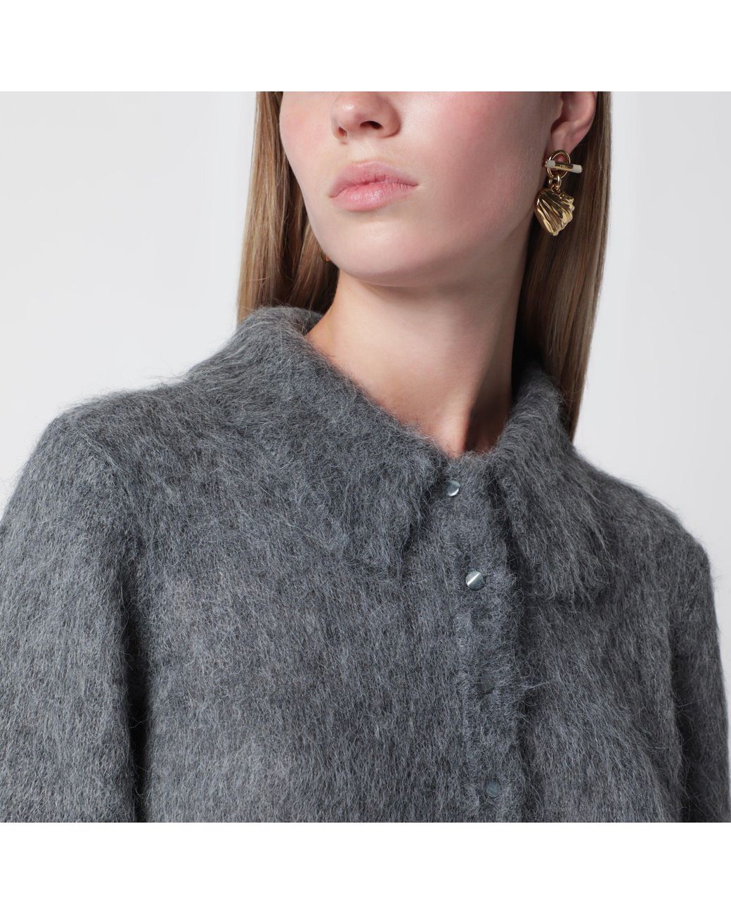Chloé Gray Smoke Alpaca-Blend Cardigan