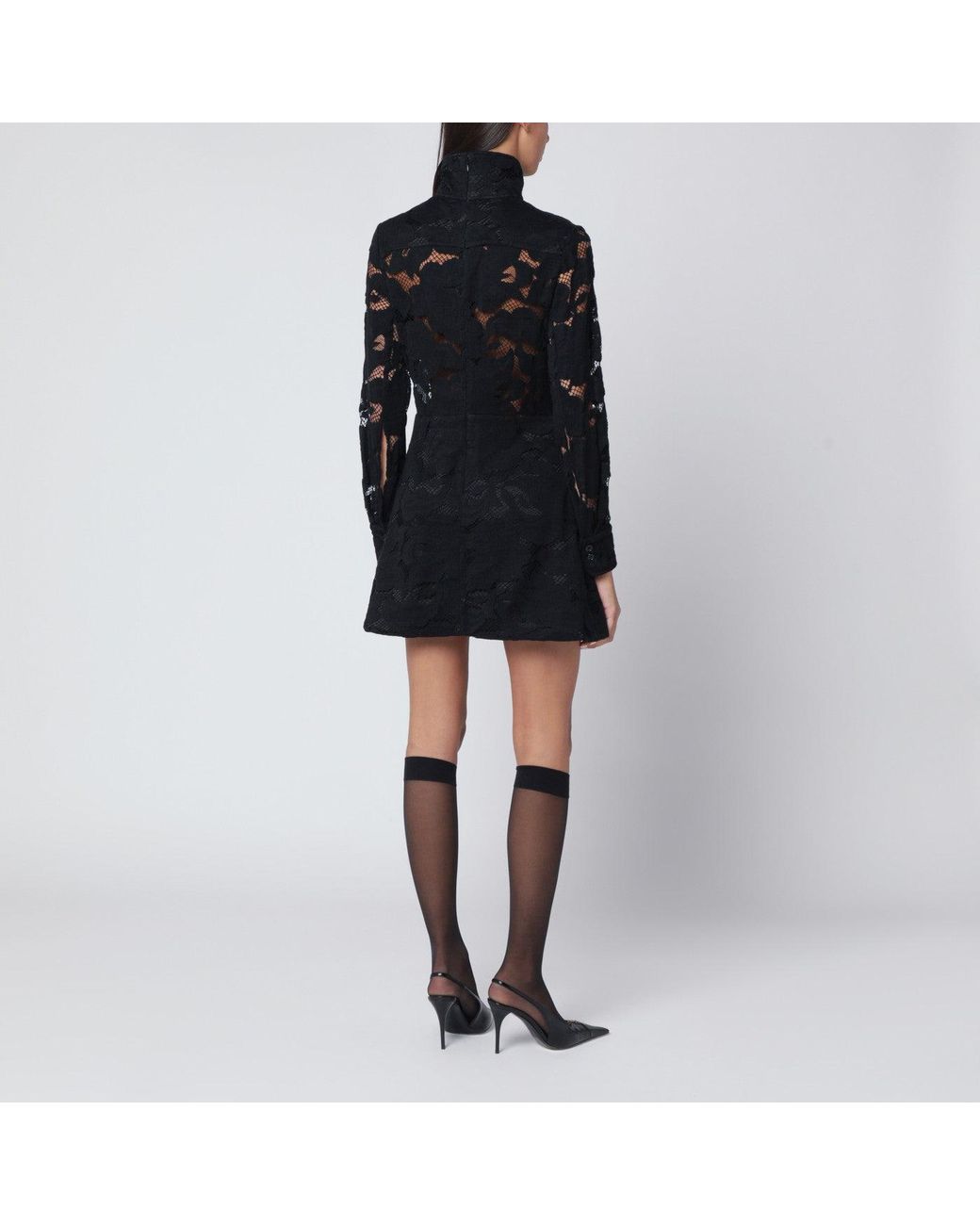 Patou Black Mini Dress With Buckle Collar