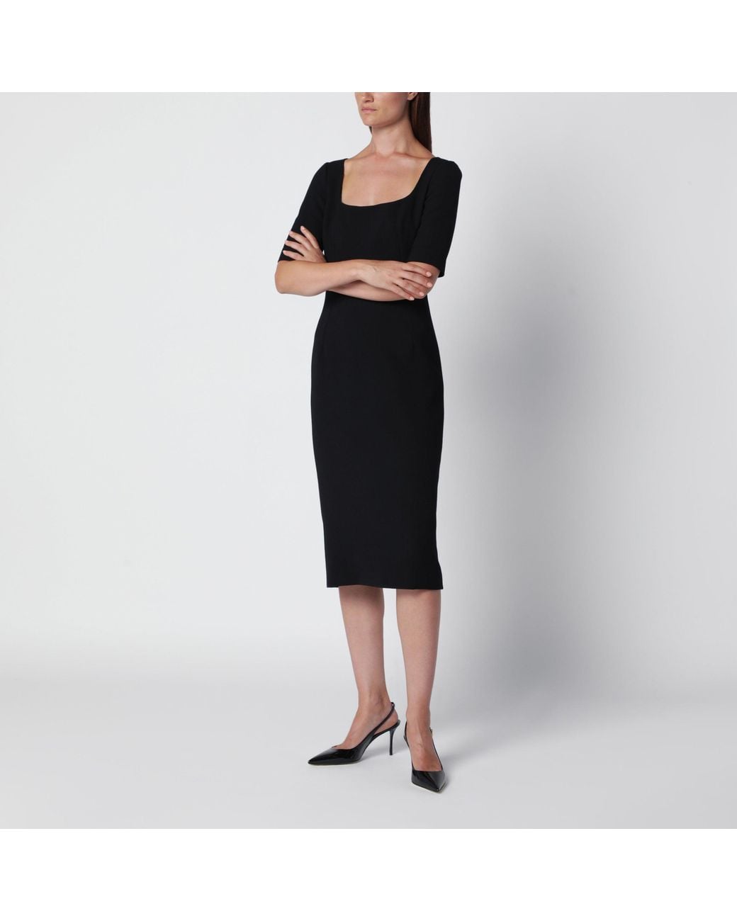 Dolce & Gabbana Black Double Wool Crêpe Dress