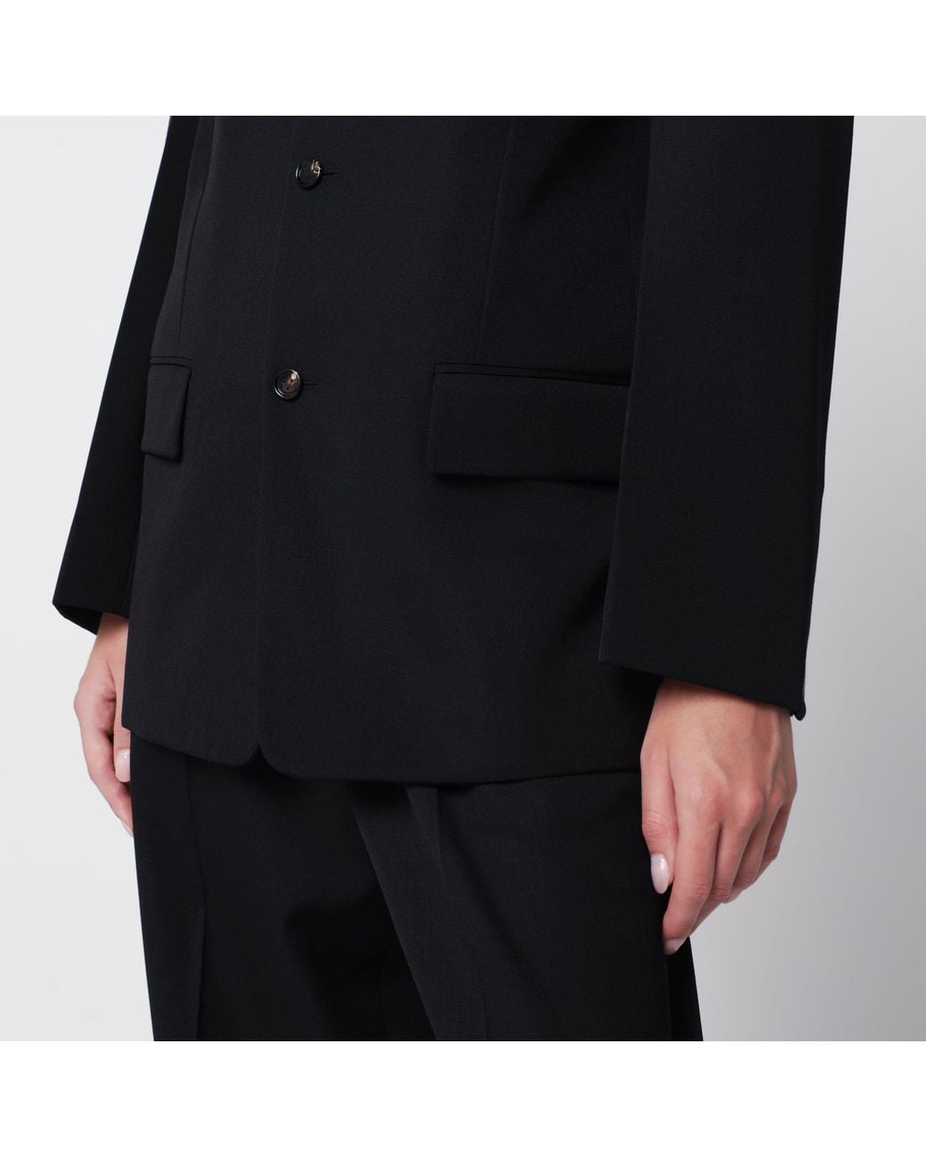 Bottega Veneta Black Grain De Poudre Wool Single-Breasted Jacket