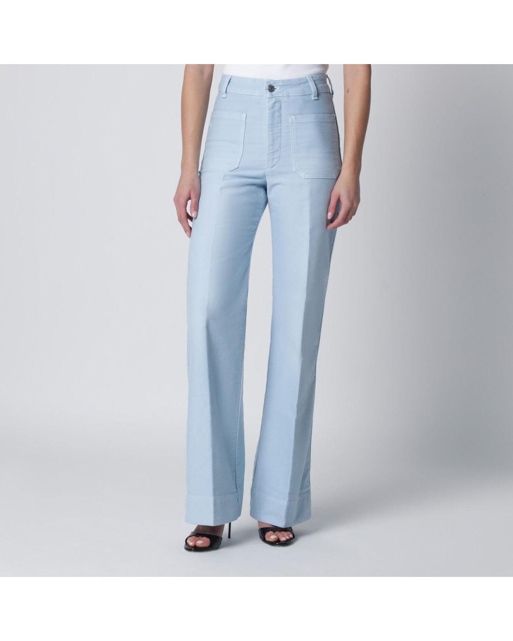 Victoria Beckham Blue Sky Cotton Alina Trousers