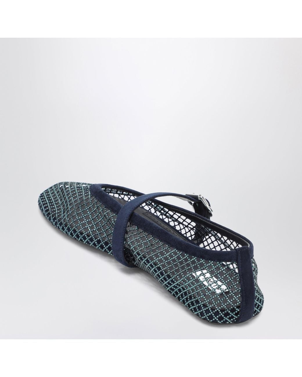 Alaïa Blue Midnight Mesh Ballerinas With Rhinestones