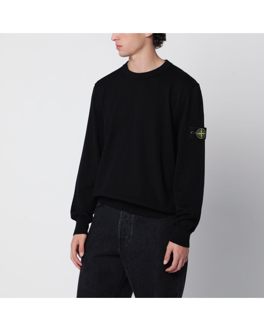 Stone Island Black Cotton Sweater for men