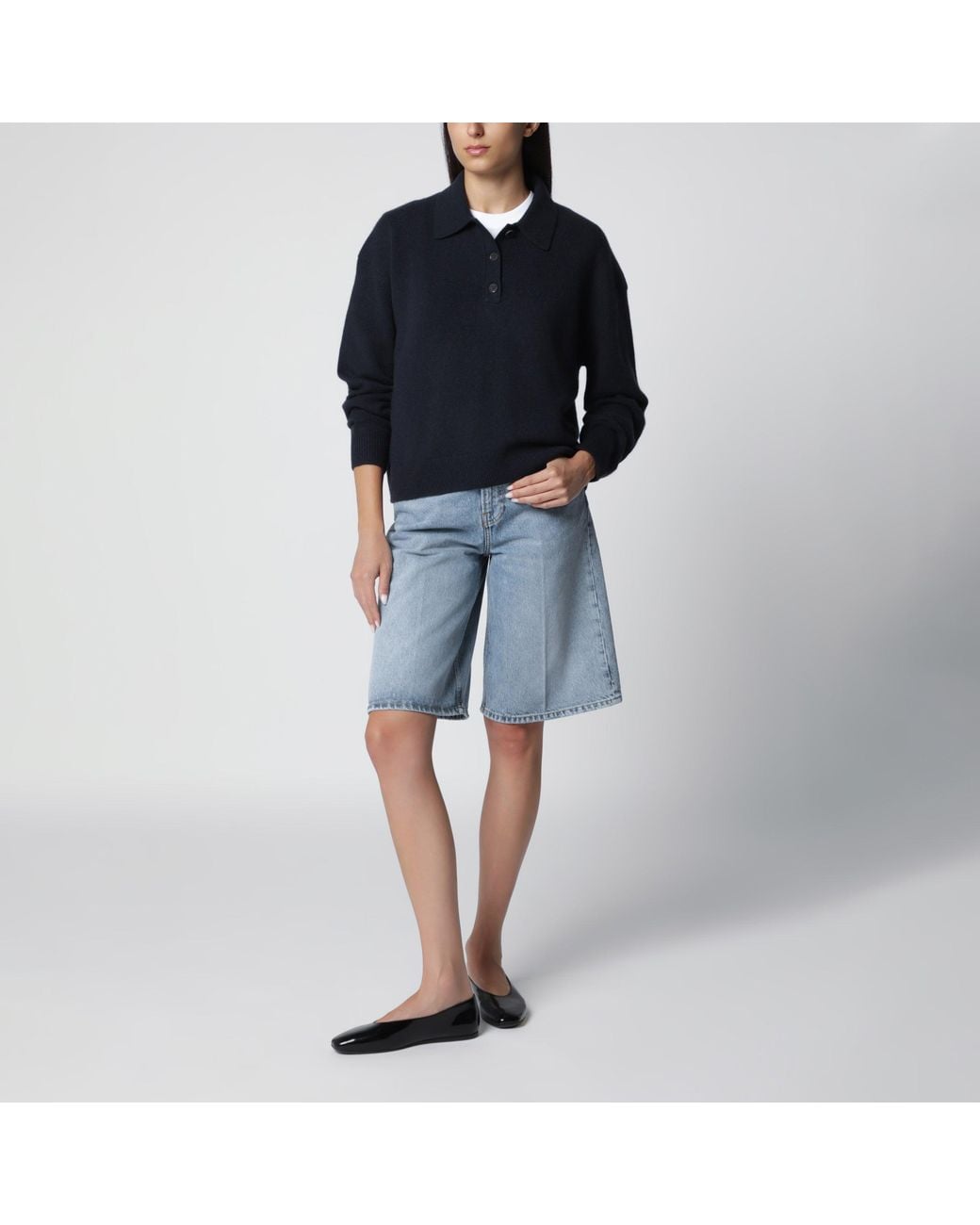 Anine Bing Black Cashmere Polo Sweater