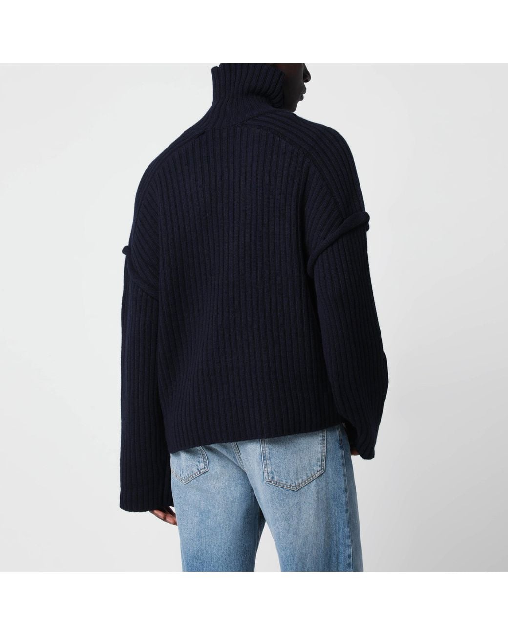 Séfr Blue Séfr Dark Ribbed Wool Turtleneck Sweater for men