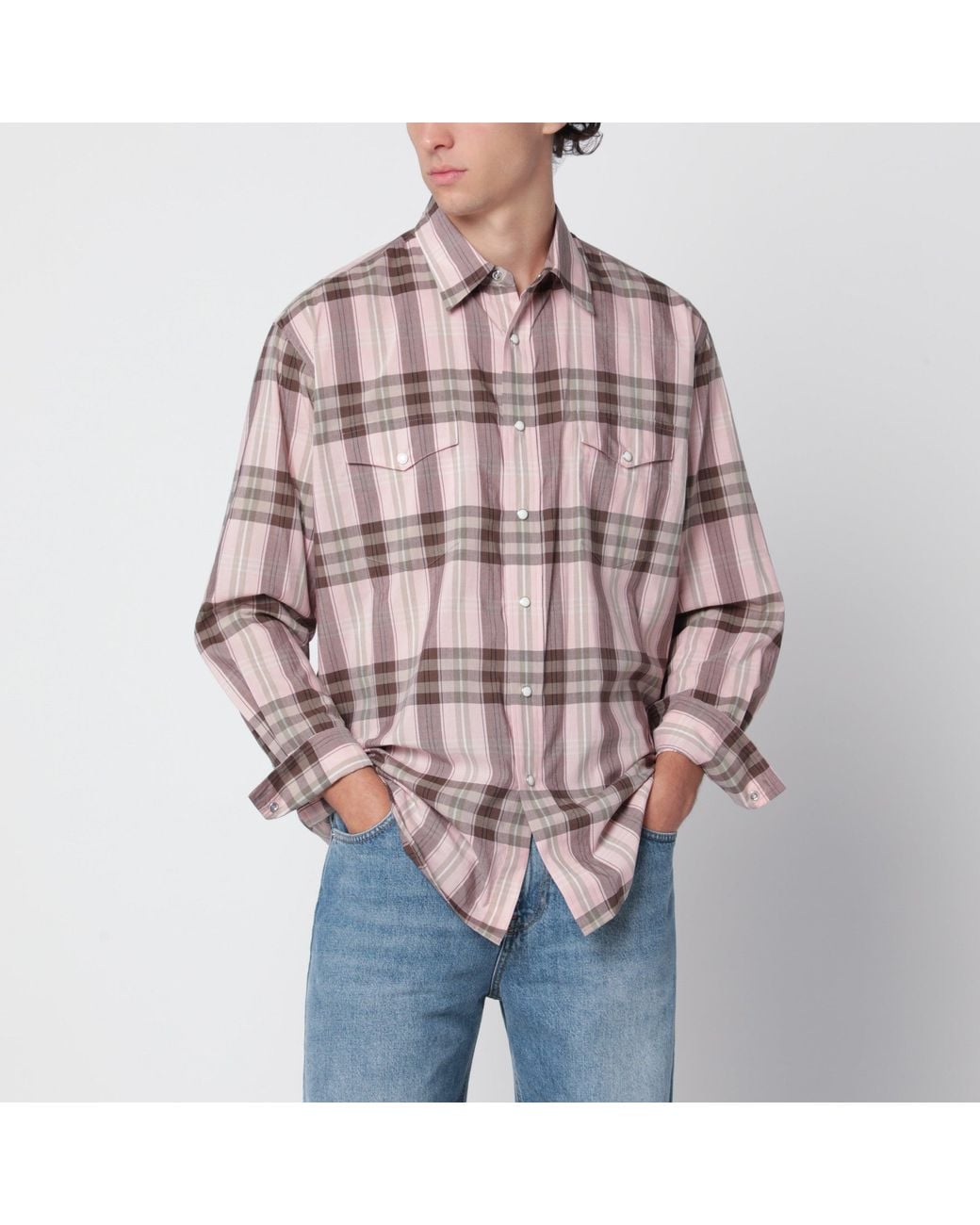 Auralee Red Check Shirt for men