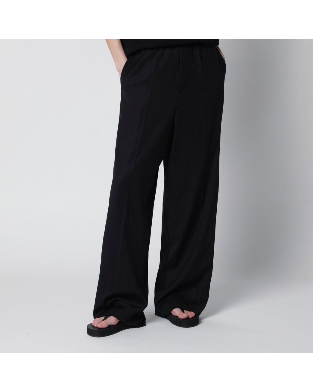 Balenciaga Black Palazzo Trousers With Elastic Waist