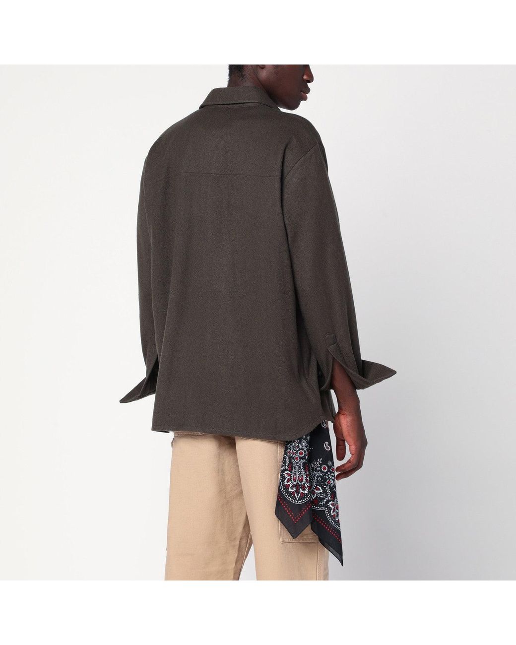 Destin Black Military Wool Shirt for men