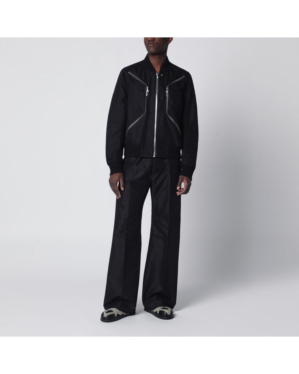 Rick Owens Black Zip-Up Cotton-Blend Jacket for men