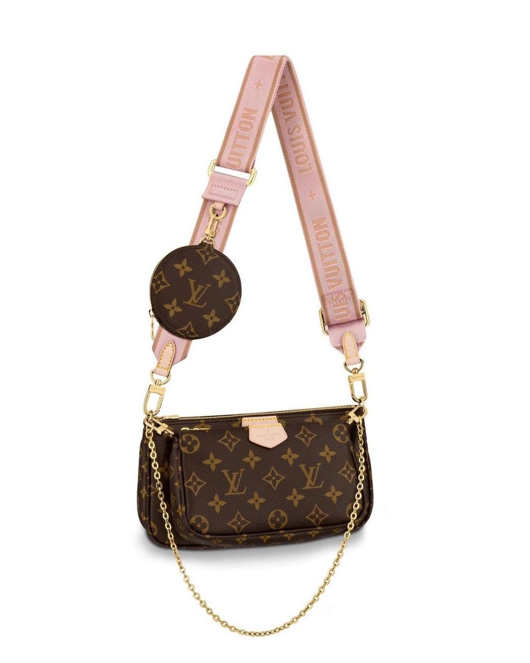 Louis Vuitton Multi Pochette Monogram Rose Clair Handbag in Brown | Lyst