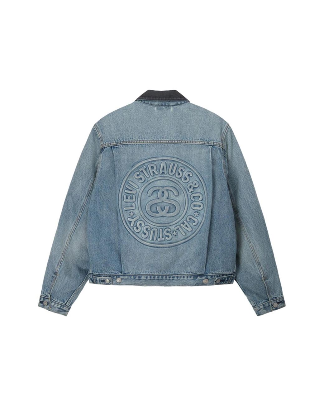 Stussy X Levi's Embossed Praglad Trucker Jacket RUGGED-BLUE | Lyst