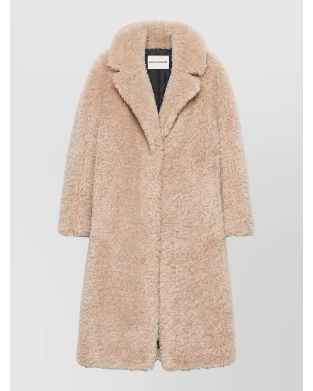 Stand Studio Natural Oversized Long Faux Fur Coat