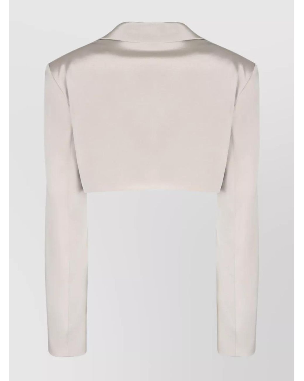 The Mannei White Silk Cropped Cutout Blazer
