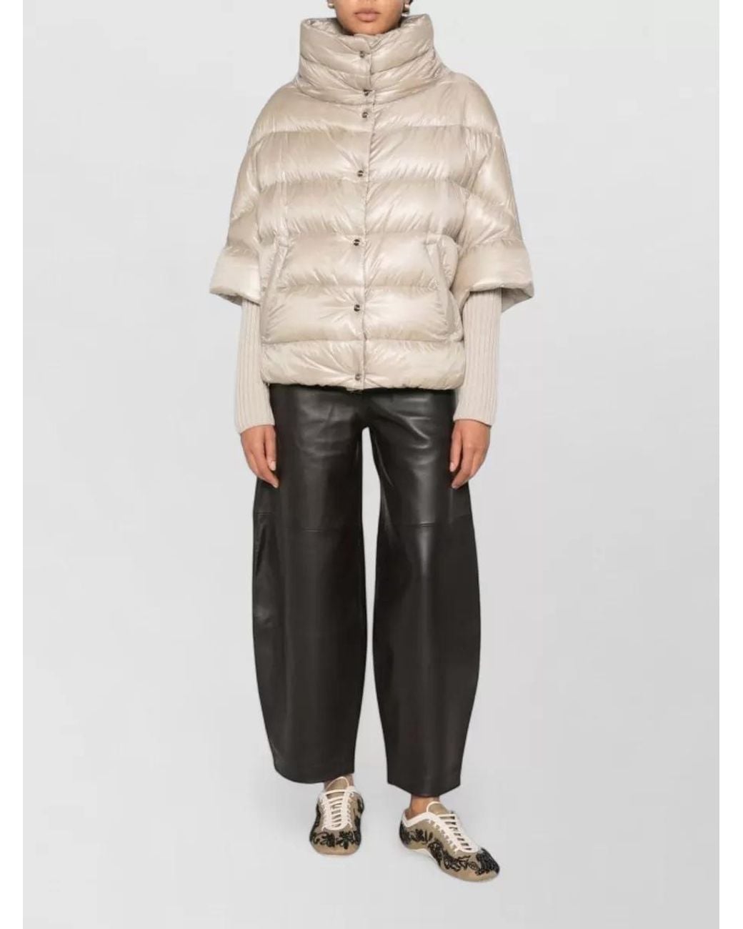 Herno Natural Quilted Down Short-Sleeve Coat
