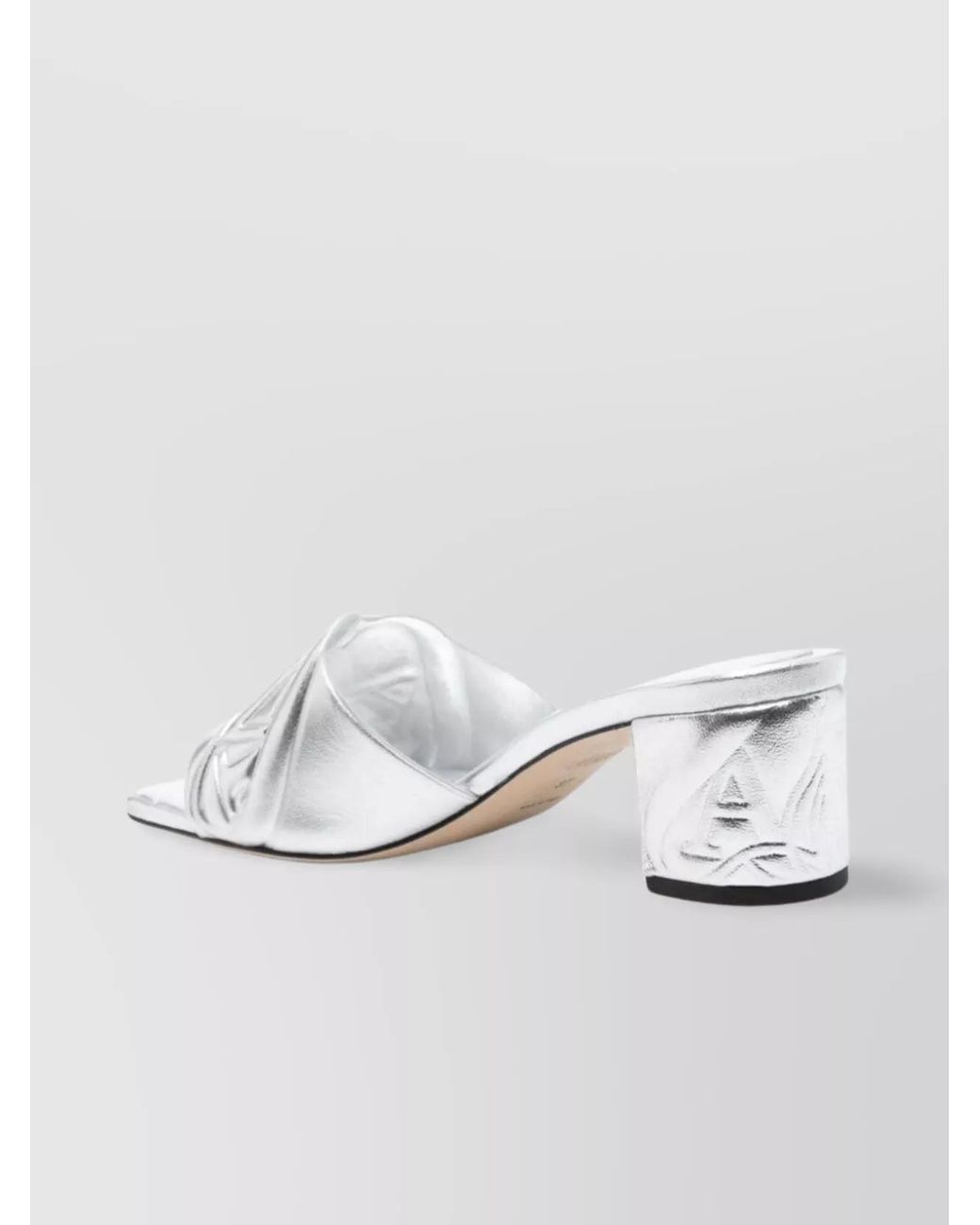 McQueen White Metallic Leather Heel Sandals