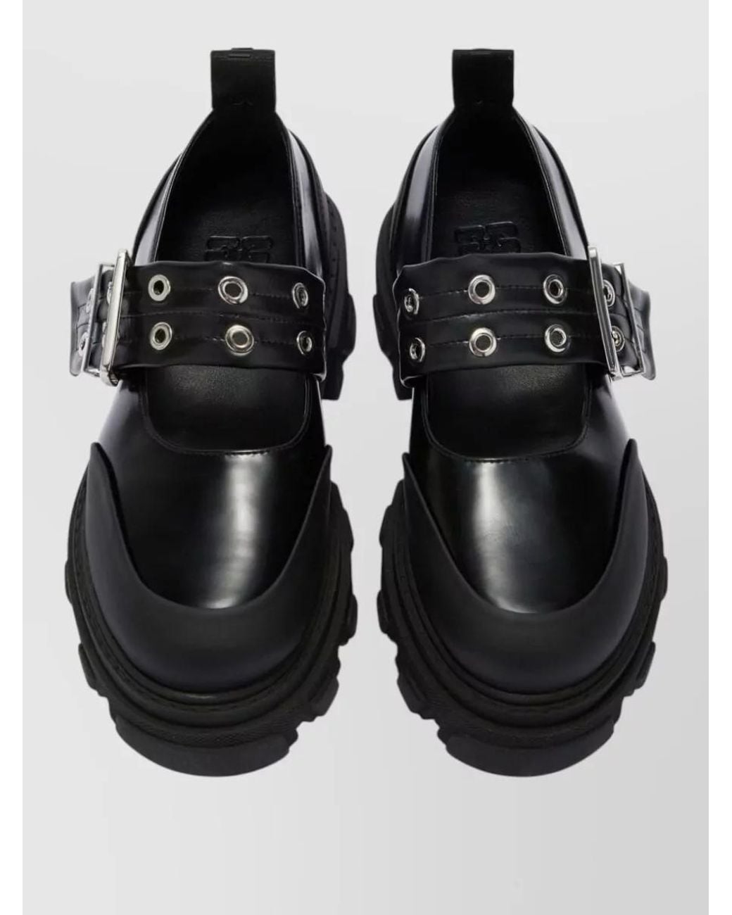 Ganni Black Cleated Ballerina Loafers