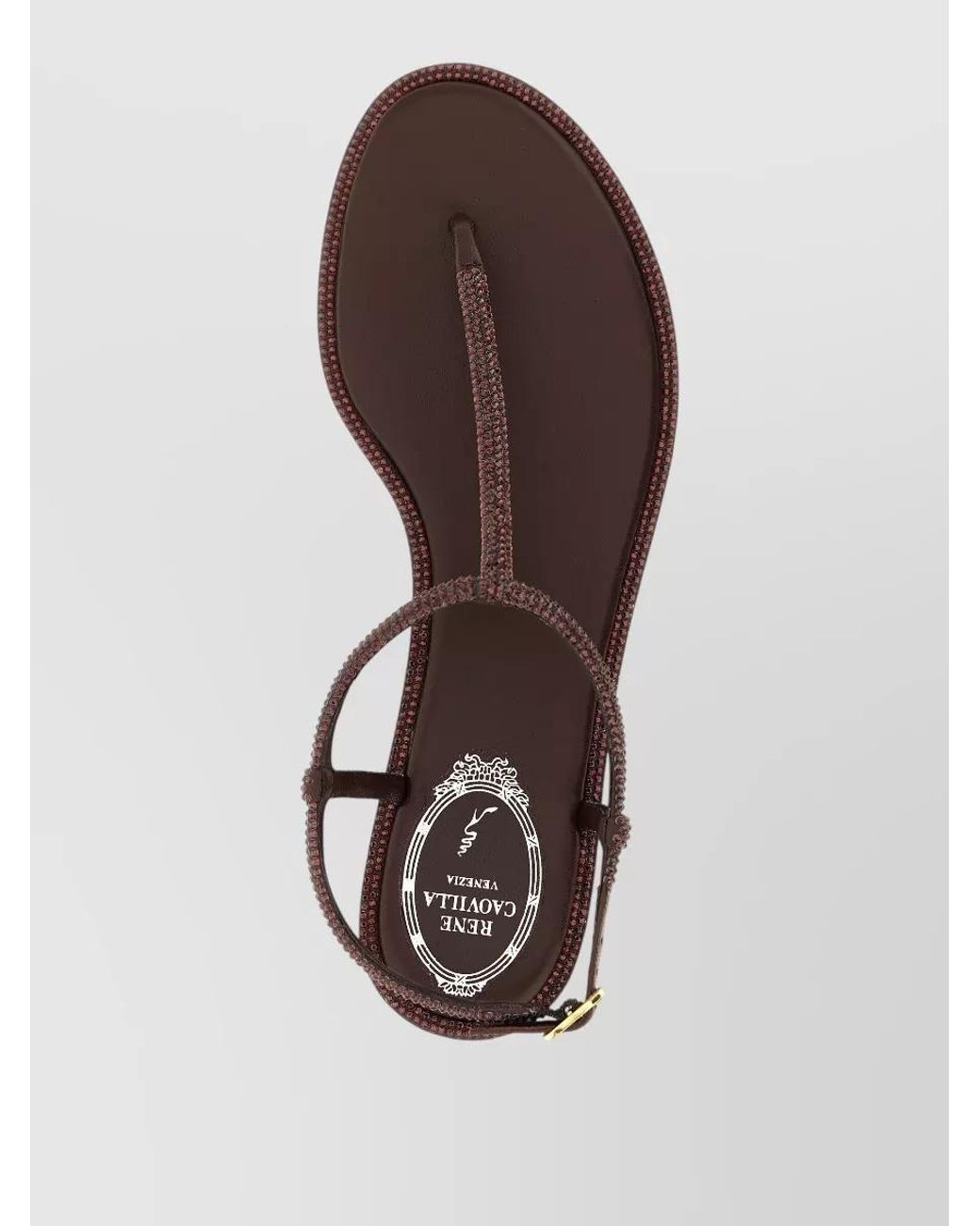 Rene Caovilla Multicolor Rhinestone Embellished Leather Flip Flop Sandals
