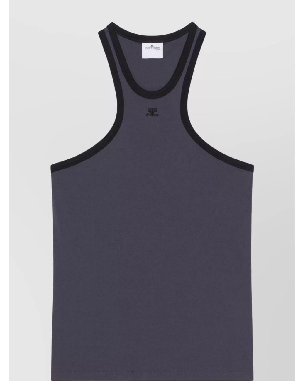 Courreges Blue Cotton Logo-Embroidered Racerback Tank Top for men