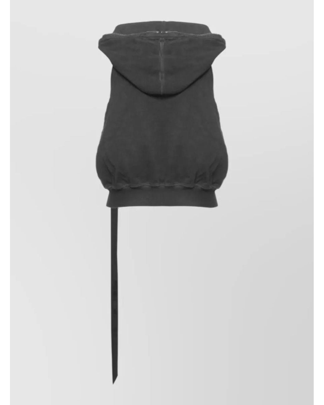 Rick Owens Black Sleeveless Cotton Hooded Jacket
