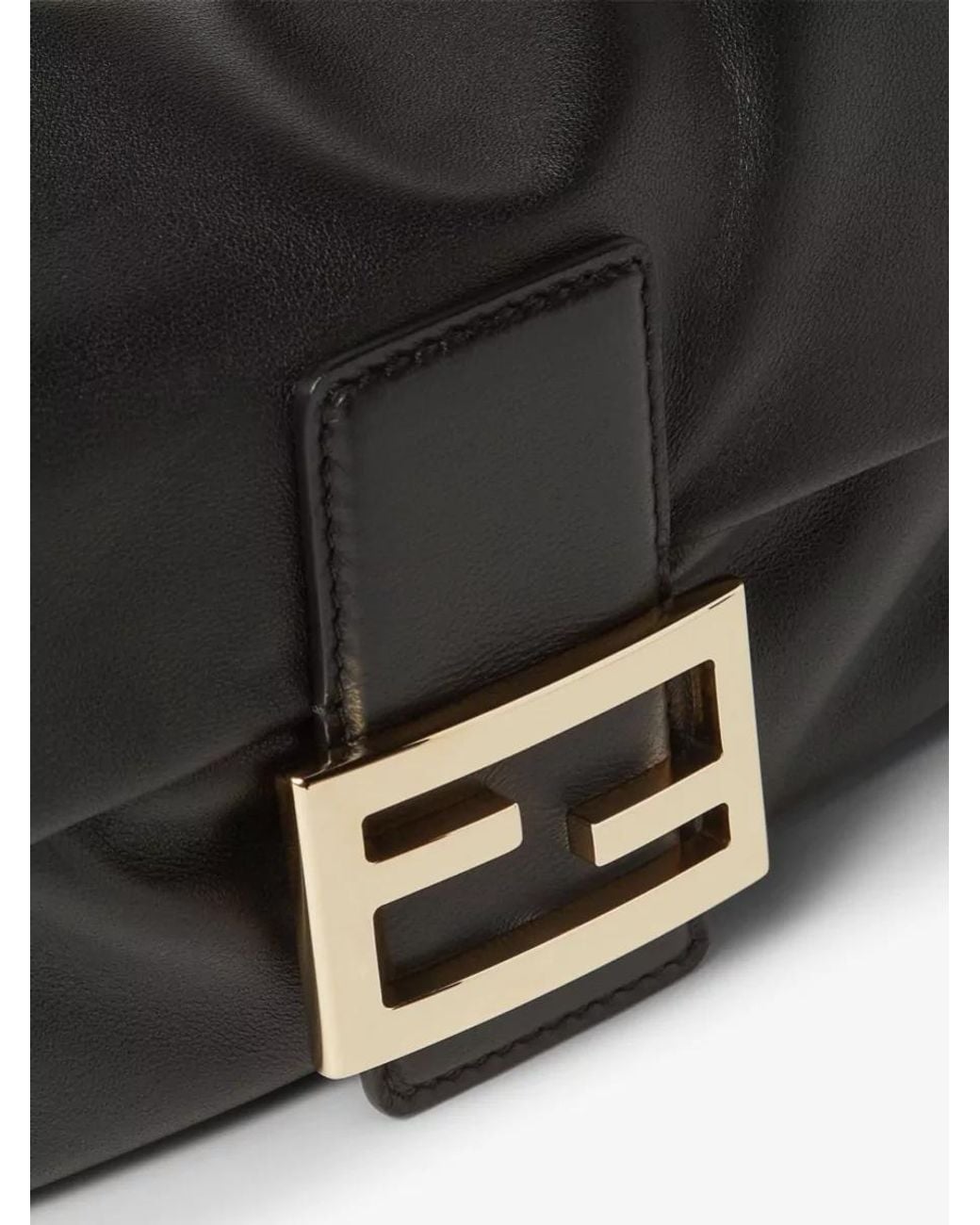 Fendi Black Baguette Small Leather Clutch Bag