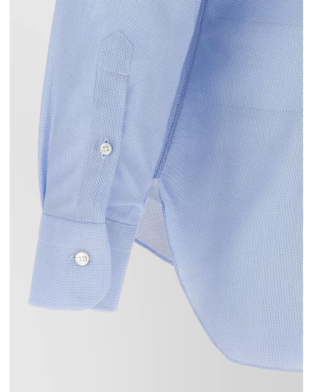 Barba Napoli Blue Honeycomb Cotton Shirt for men